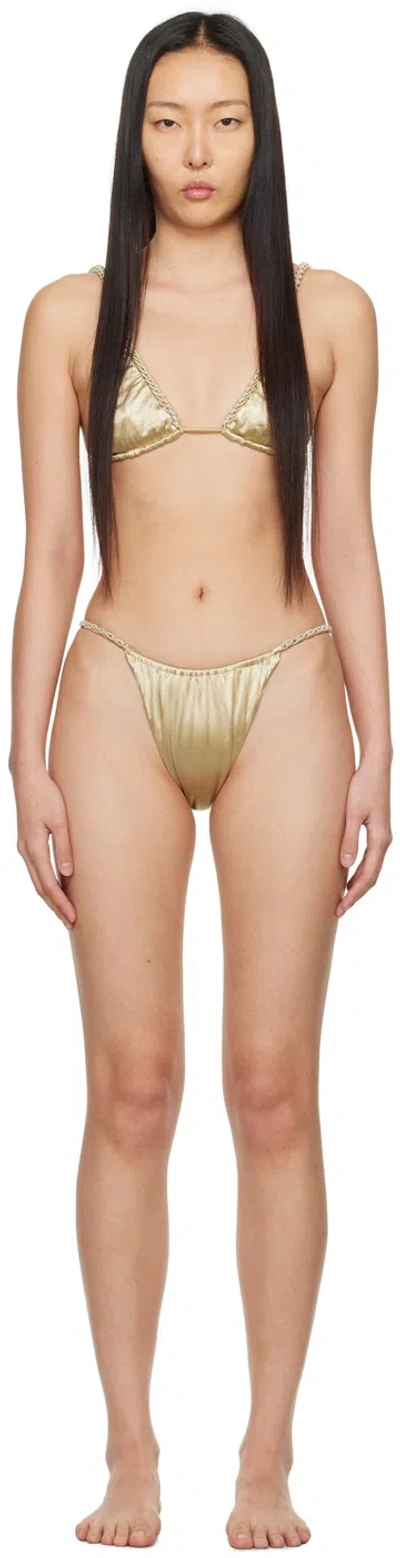 Isa Boulder Ssense Exclusive Gold Chain Bikini In Goldsilver