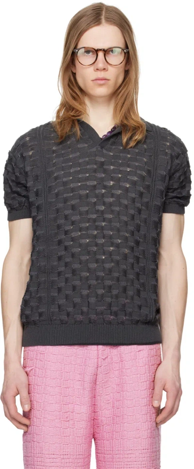 Isa Boulder Ssense Exclusive Gray Chess Polo In Slate