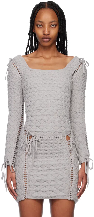 Isa Boulder Ssense Exclusive Gray Expandable Quilted Sweater In Grey