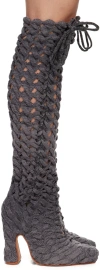 Isa Boulder Ssense Exclusive Gray Spiral Cable Boots In Charcoal