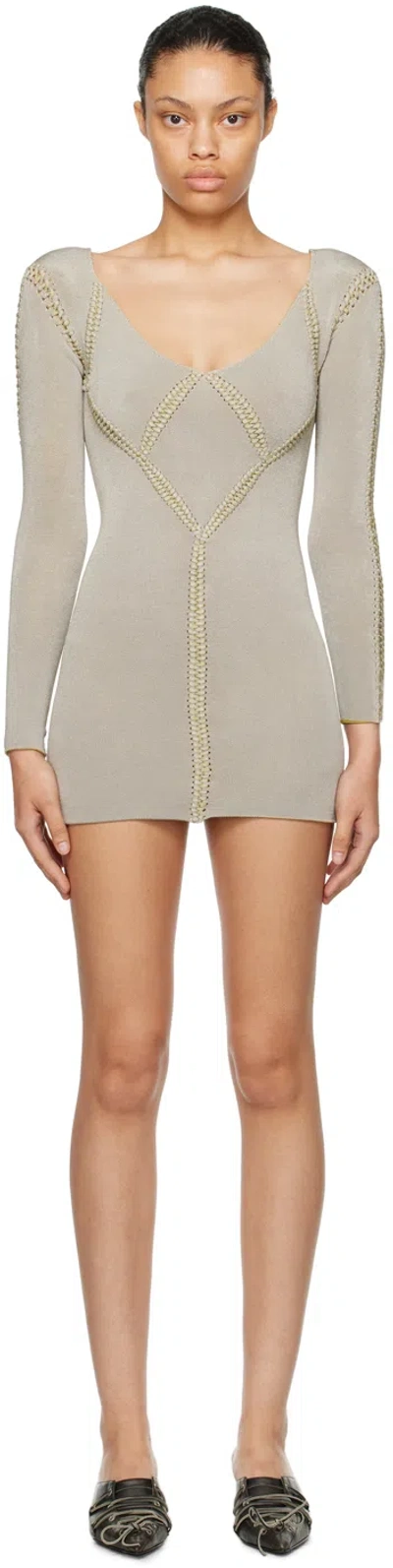 Isa Boulder Ssense Exclusive Gray Tria Minidress In Silver