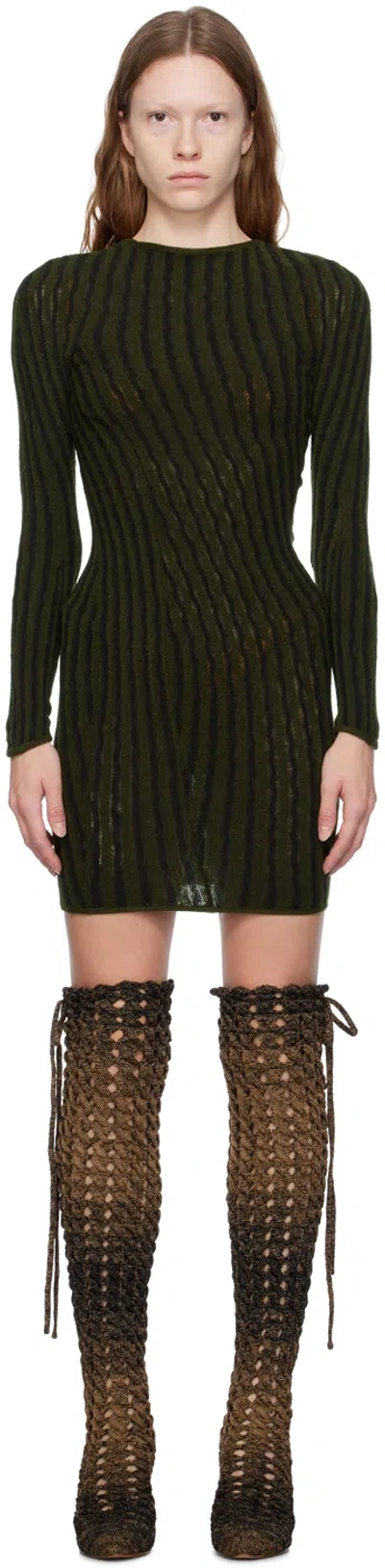 Isa Boulder Ssense Exclusive Green & Black Minidress In Military