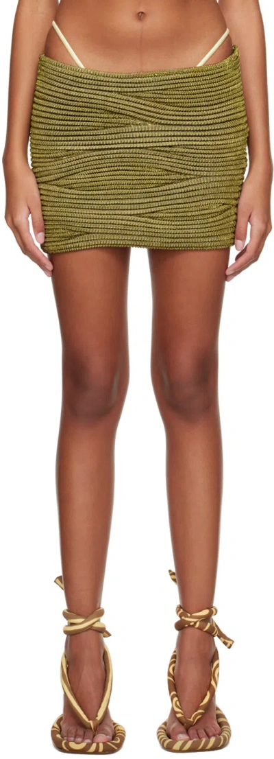 Isa Boulder Ssense Exclusive Green Bodywave Miniskirt In Grasshopper