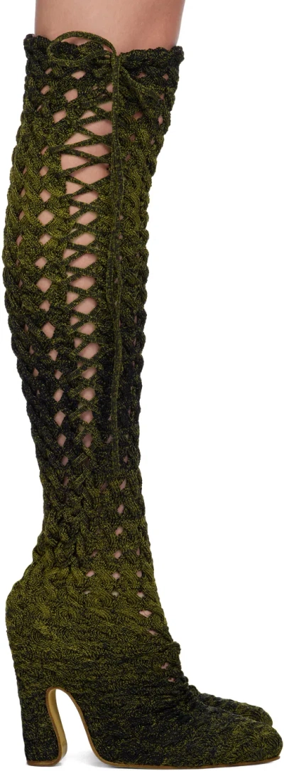 Isa Boulder Ssense Exclusive Khaki & Black Spiral Cable Boots In Military