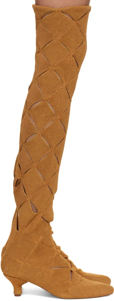 Isa Boulder Ssense Exclusive Orange Argyle Tall Boots