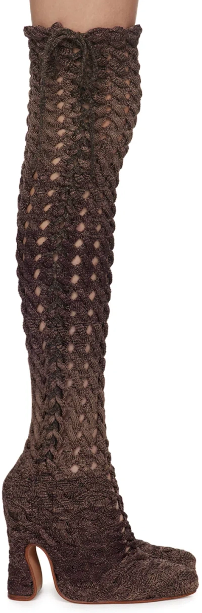 Isa Boulder Ssense Exclusive Purple Spiralcable Tall Boots In Yamsoil