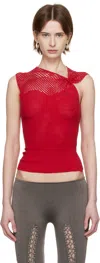 Isa Boulder Ssense Exclusive Red One Pinch Shoulder Top In Cherry Red