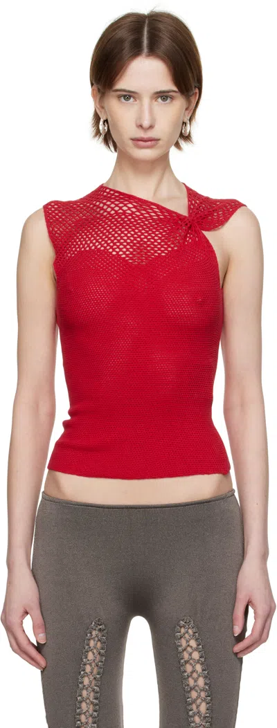 Isa Boulder Ssense Exclusive Red One Pinch Shoulder Top In Cherry Red