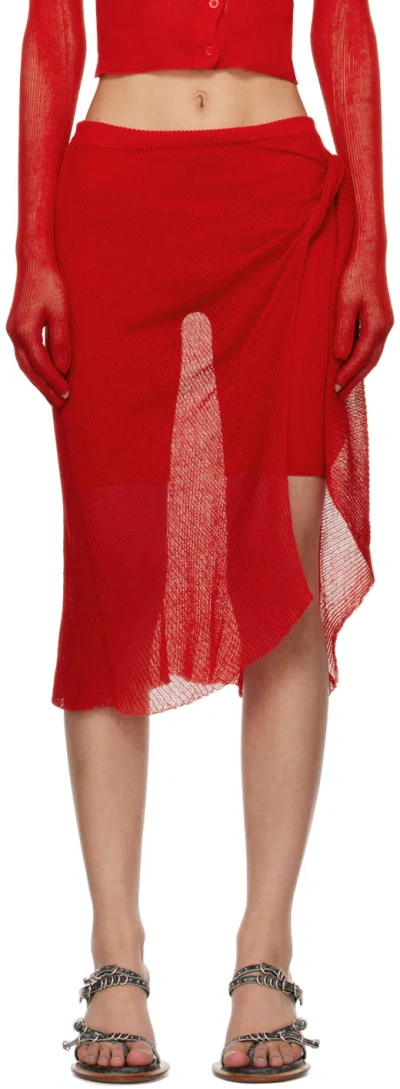 Isa Boulder Ssense Exclusive Red Wrap Miniskirt In Ruby