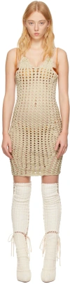 Isa Boulder Ssense Exclusive Taupe Minicable Reversible Midi Dress In Gradiation Gold