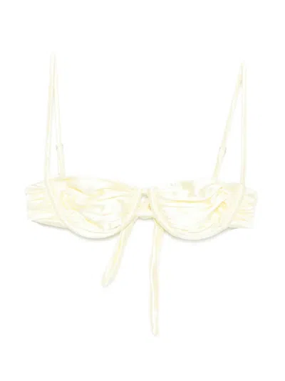 Isa Boulder Static Weave Bikini Top In White