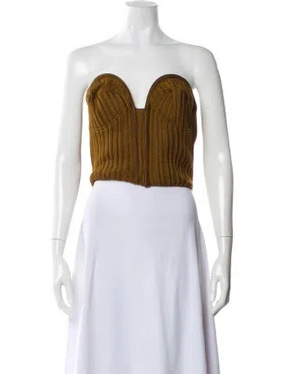 Pre-owned Isa Boulder Strapless Crop Top In Brown