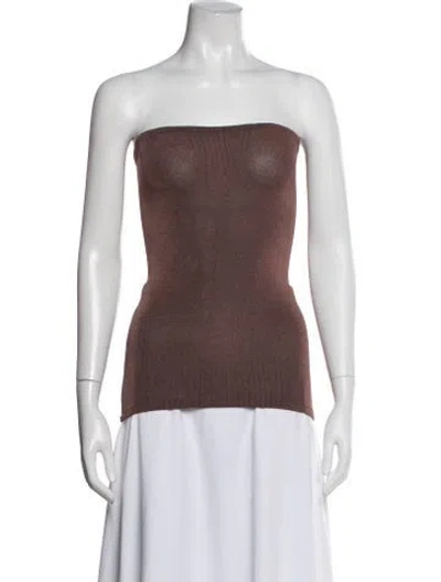 Pre-owned Isa Boulder Strapless Crop Top In Brown