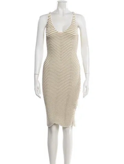 Pre-owned Isa Boulder Striped Knee-length Dress In Neutrals