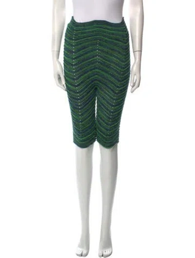Pre-owned Isa Boulder Striped Knee-length Shorts In Green