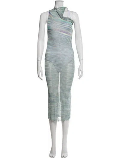 Pre-owned Isa Boulder Striped Long Dress In Blue