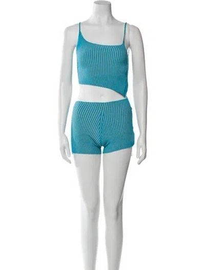 Pre-owned Isa Boulder Striped Short Set W/ Tags In Blue