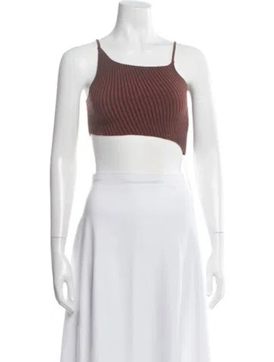 Pre-owned Isa Boulder Striped Square Neckline Crop Top In White