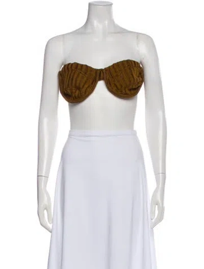 Pre-owned Isa Boulder Striped Strapless Sports Bra In Brown