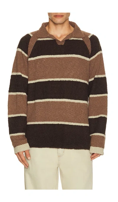 Isa Boulder Stripped Polo Shirt In Brown