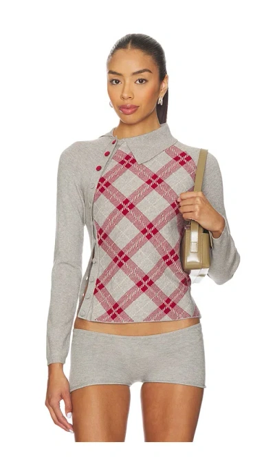 Isa Boulder Tartan Asymmetric Top In Gray