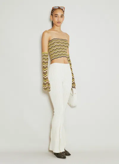 Isa Boulder Tent Flared Knit Pants In White