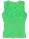 Isa Boulder V-neck Top In Green