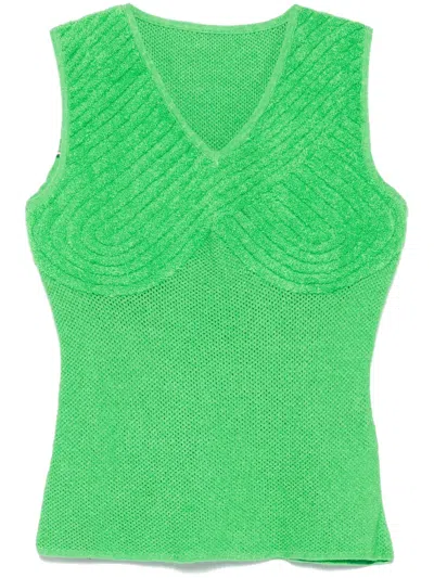 Isa Boulder V-neck Top In Green