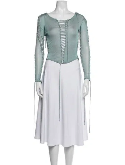 Pre-owned Isa Boulder V-neck Long Sleeve Top In Green