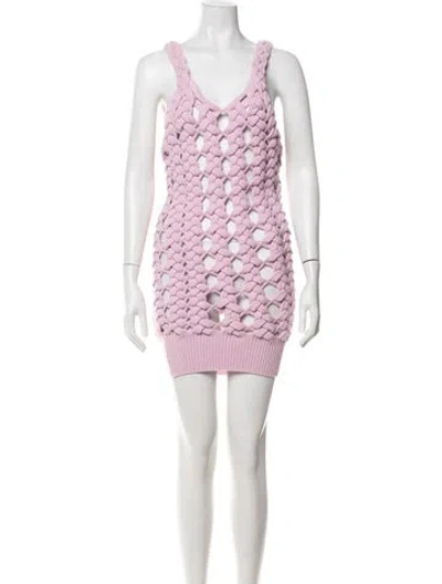 Pre-owned Isa Boulder V-neck Mini Dress In Purple