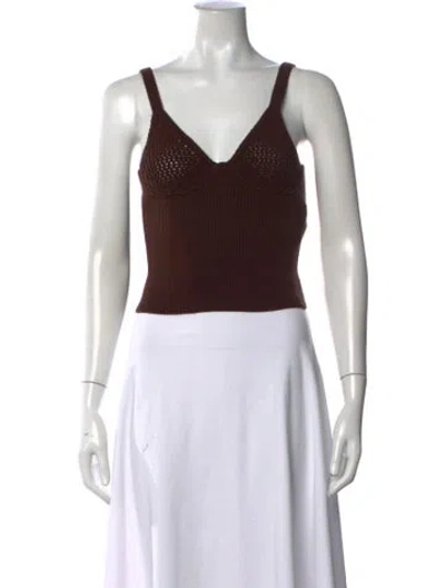 Pre-owned Isa Boulder V-neck Sleeveless Crop Top In Neutrals