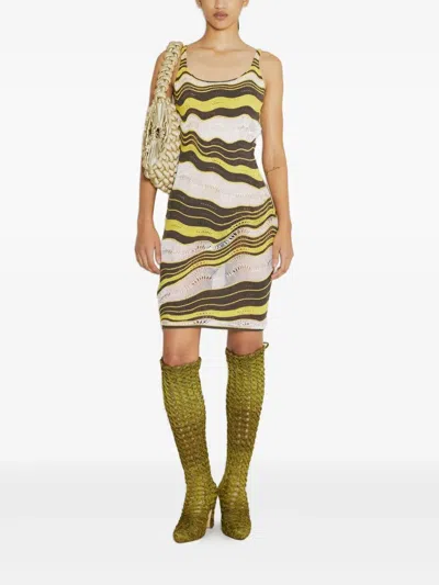 Isa Boulder Wave-pattern Dress In Green