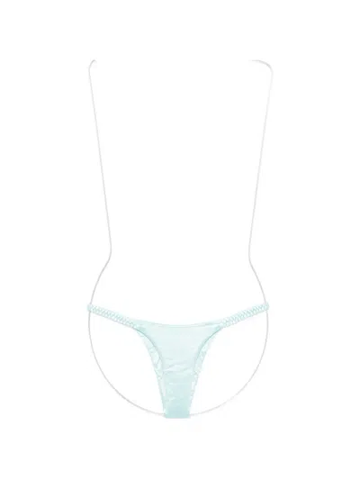 Isa Boulder Weave Side Bikini Bottom In Green