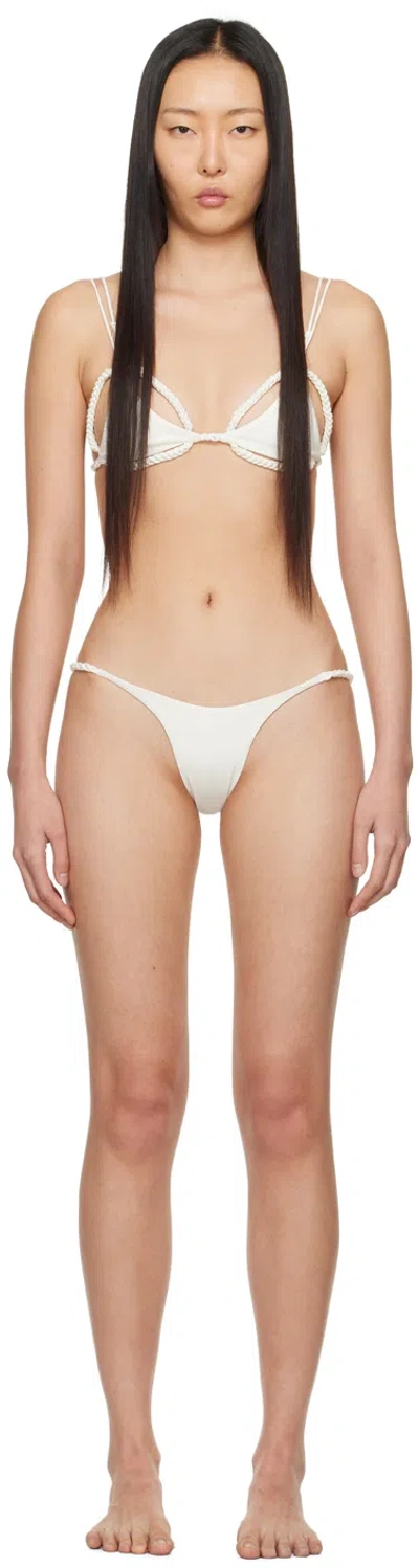 Isa Boulder White Cyclic & Chain Bikini In Milkpearl