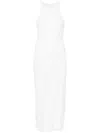 ISA BOULDER WHITE FUZZY KNITTED MIDI DRESS