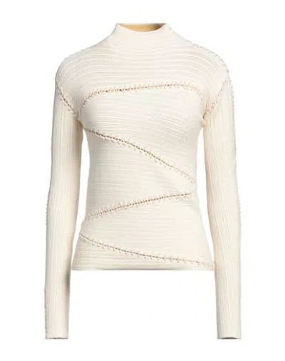 Isa Boulder Woman Turtleneck Beige Size M Rayon, Elastane