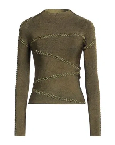 Isa Boulder Woman Turtleneck Military Green Size Xs Rayon, Elastane