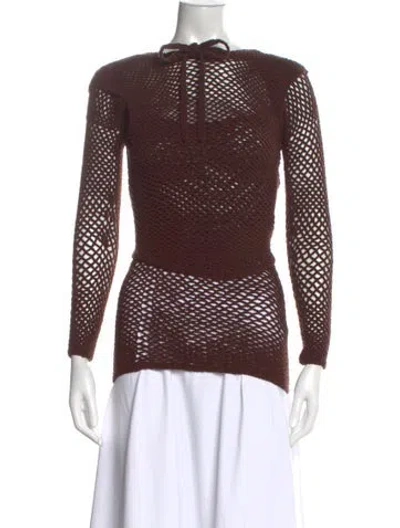 Pre-owned Isa Boulder Wool Scoop Neck Sweater In Brown