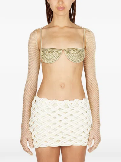 Isa Boulder Woven-sleeve Top In Orange
