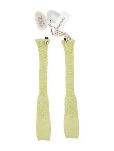 Pre-owned Isa Boulder Yellow Acrylic Fishnet Ankle Socks W/tags In Green