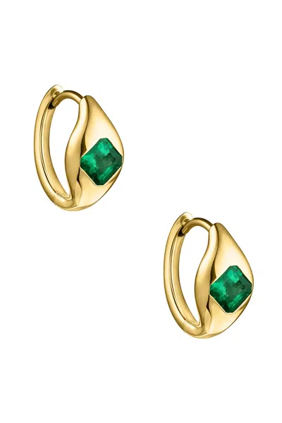 Isa Grutman Colombian Emerald Dome Huggie Hoop Earrings In Pink