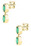 Isa Grutman Double Drop Emerald Earrings In Gold