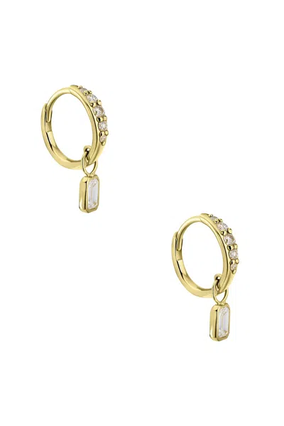 Isa Grutman Emerald Diamond Charm Pave Huggie Earrings In Purple