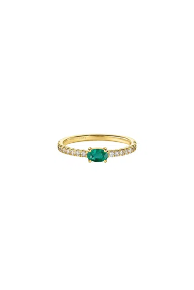 Isa Grutman Oval Emerald Diamond Pave Ring In Pink