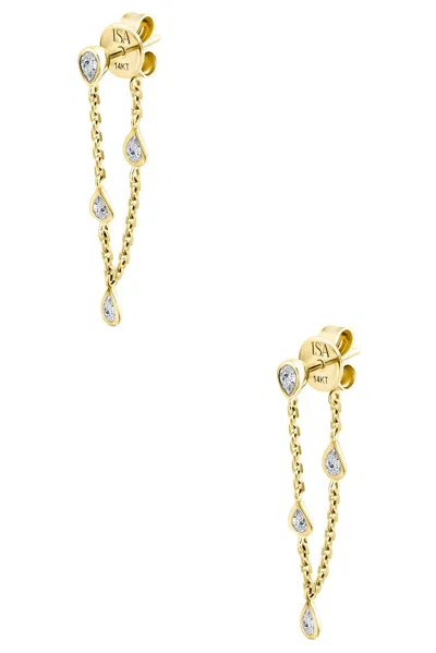 Isa Grutman Teardrop Diamond Single Earring In Yellow Gold