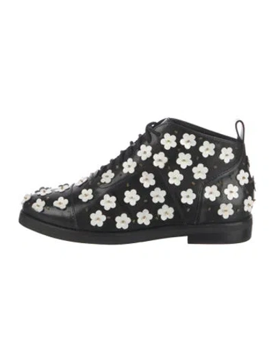 Pre-owned Isa Tapia Leather Printed Lace-up Boots In Black