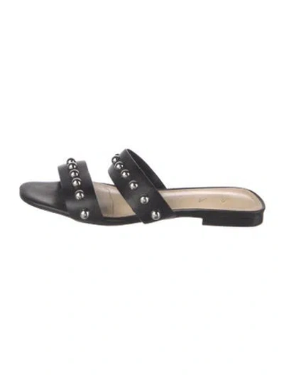 Pre-owned Isa Tapia Leather Studded Accents Slides In Black