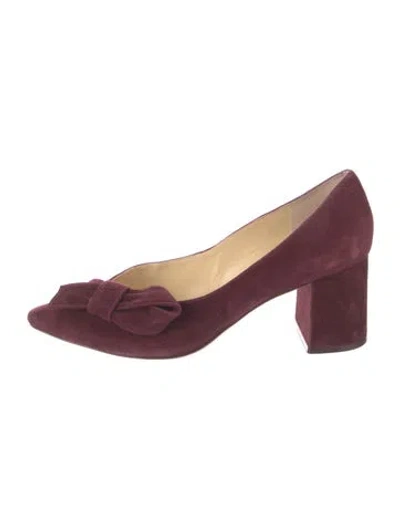 Pre-owned Isa Tapia Suede Bow Accents Pumps In Burgundy