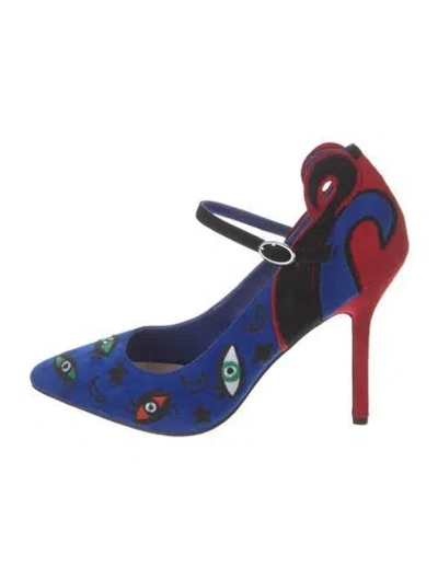 Pre-owned Isa Tapia Suede Printed Pumps In Blue