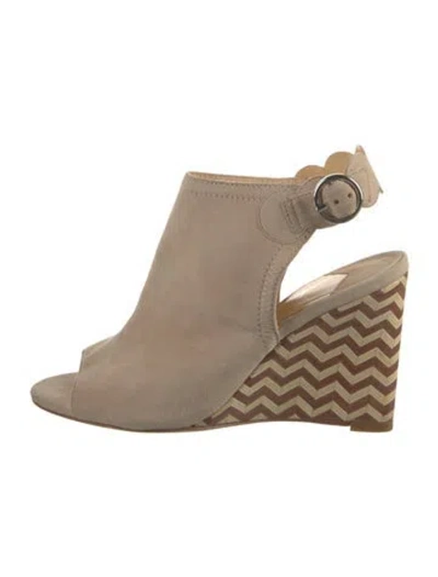 Pre-owned Isa Tapia Suede Slingback Sandals In Neutral